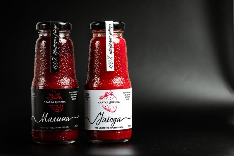 Sokovi od maline i jagode, flašice od 200 ml